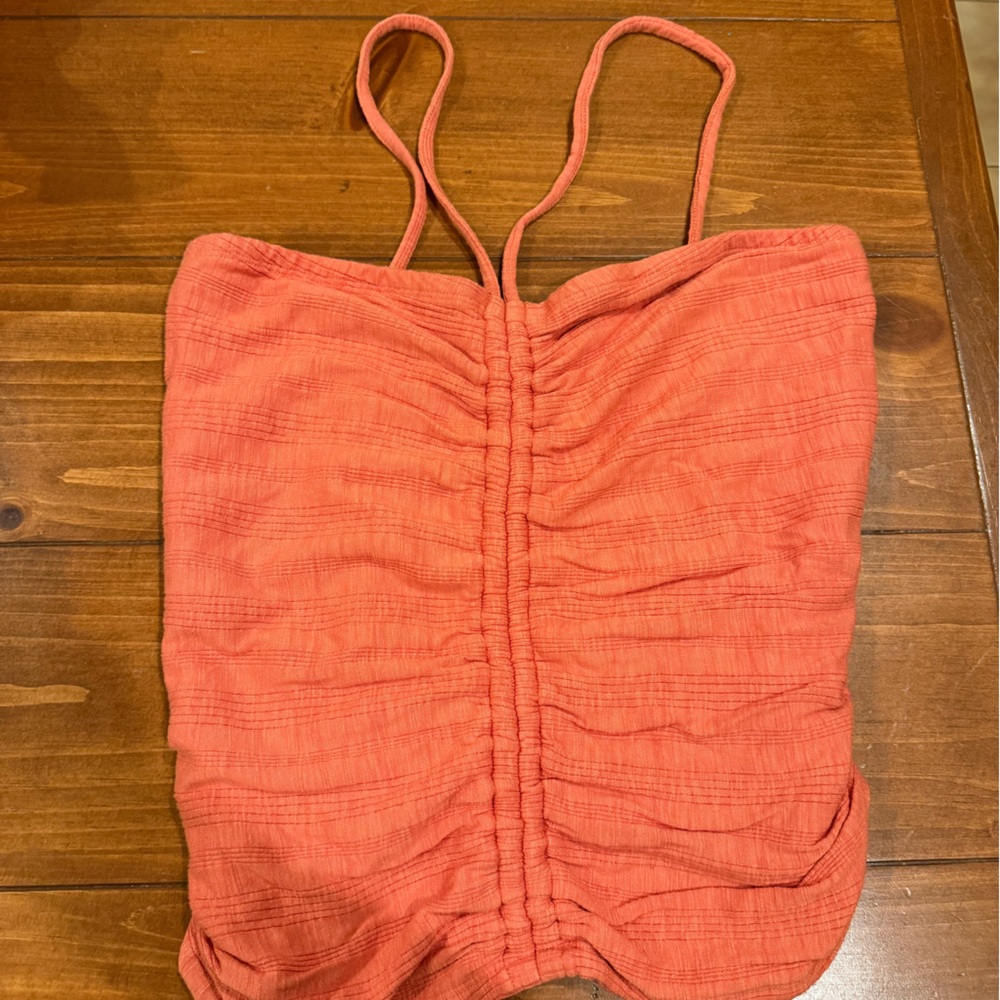 Pilcro Ruched Coral Tank Top
